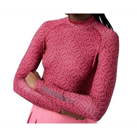 NEW J.LINDEBERG asa print soft compression top in hot pink bridge monogram - Picture 2 of 3